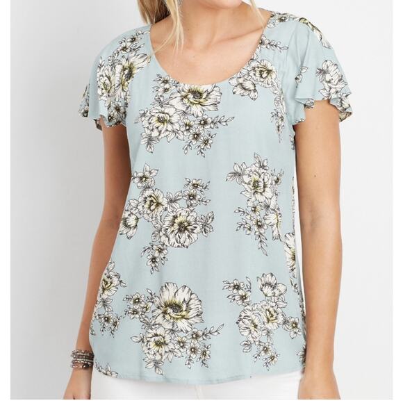 MAURICES Blouse Size 3 Plus Curvy Flora Flowy NWT Lattice Back Top Lightweight - Picture 1 of 16